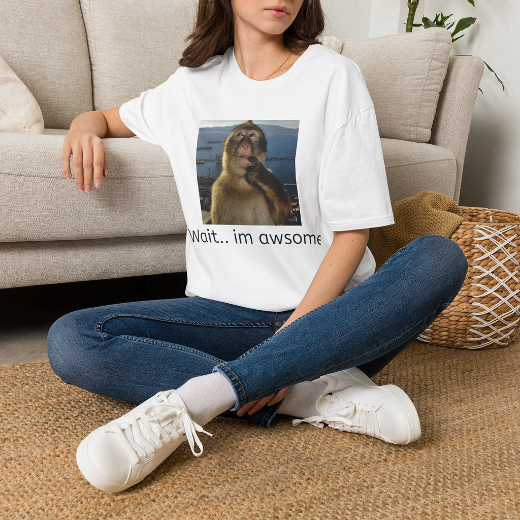 Monkey Meme T-Shirt — "Wait... im awsome" Funny Graphic Tee