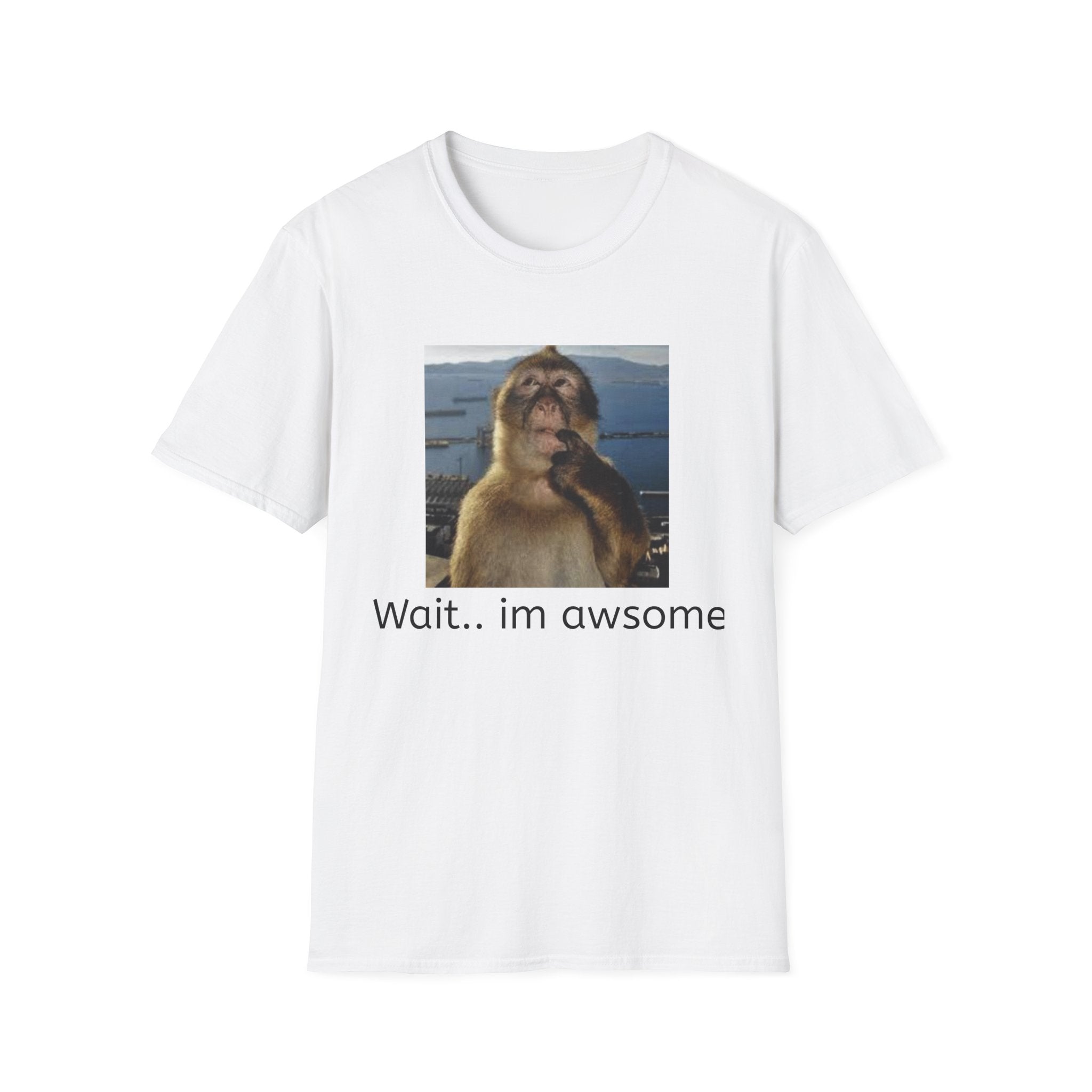Monkey Meme T-Shirt — "Wait... im awsome" Funny Graphic Tee
