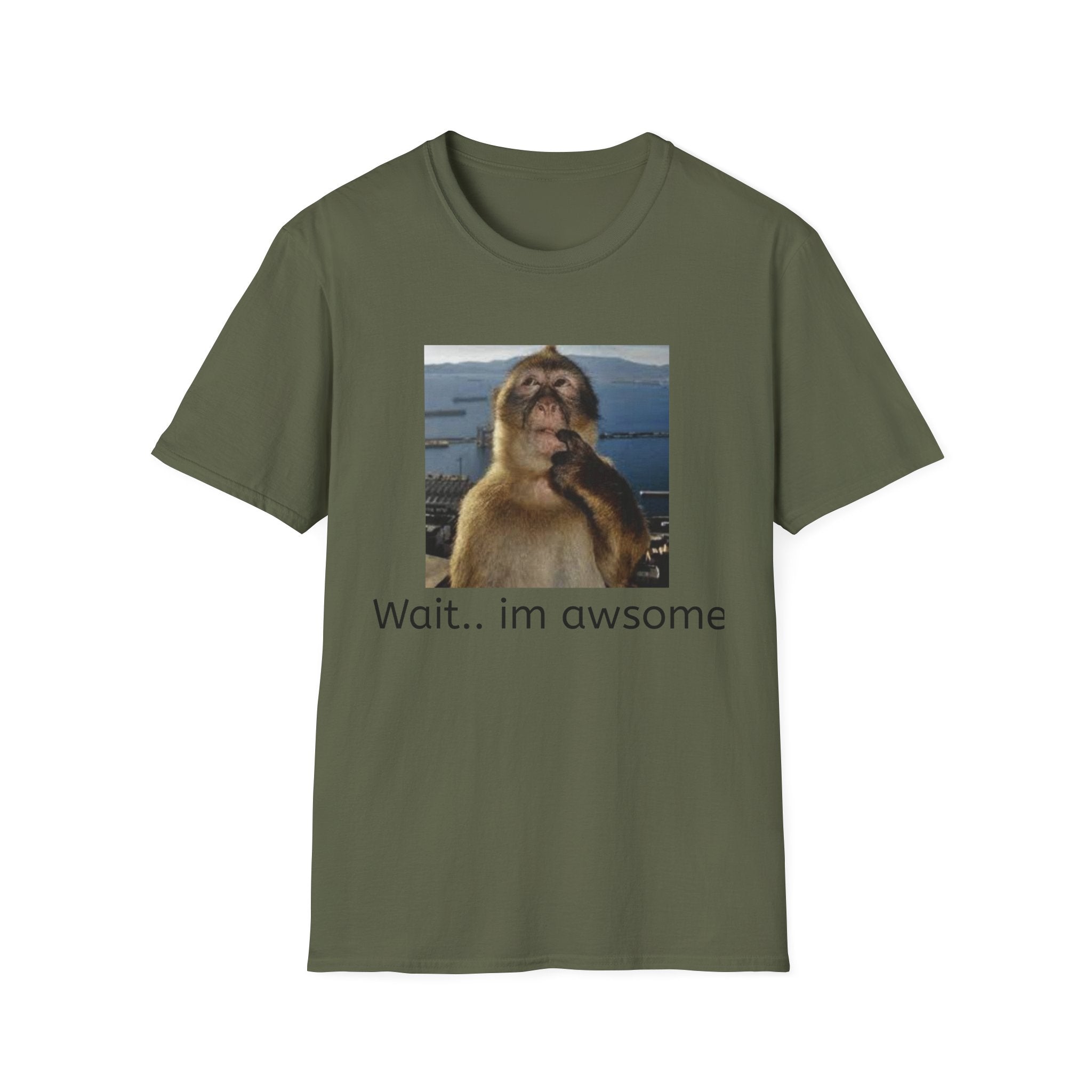 Monkey Meme T-Shirt — "Wait... im awsome" Funny Graphic Tee