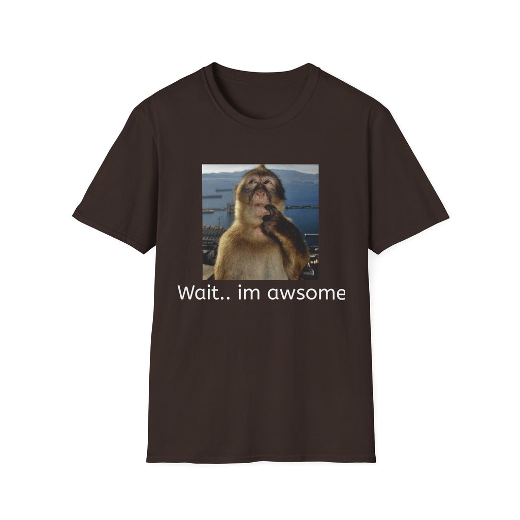 Monkey Meme T-Shirt — "Wait... im awsome" Funny Graphic Tee