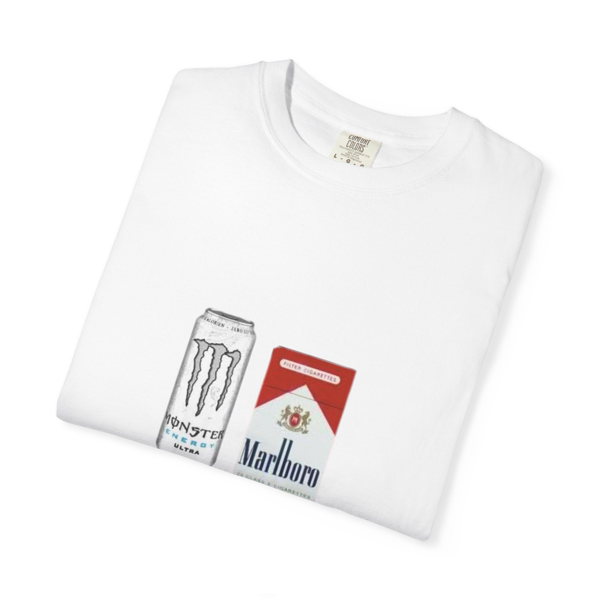 T-Shirt — “Breakfast” Energy Drink & Cigarettes Graphic Tee