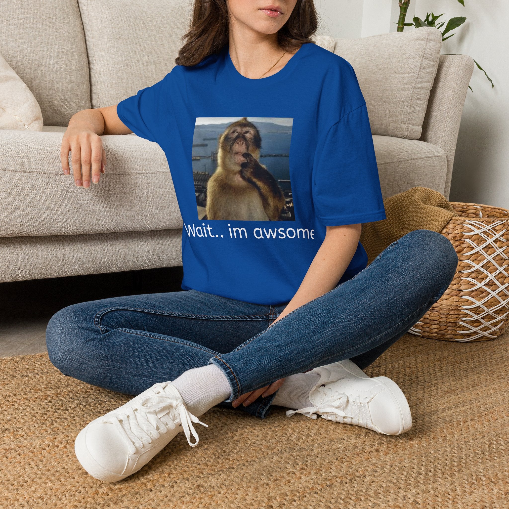 Monkey Meme T-Shirt — "Wait... im awsome" Funny Graphic Tee