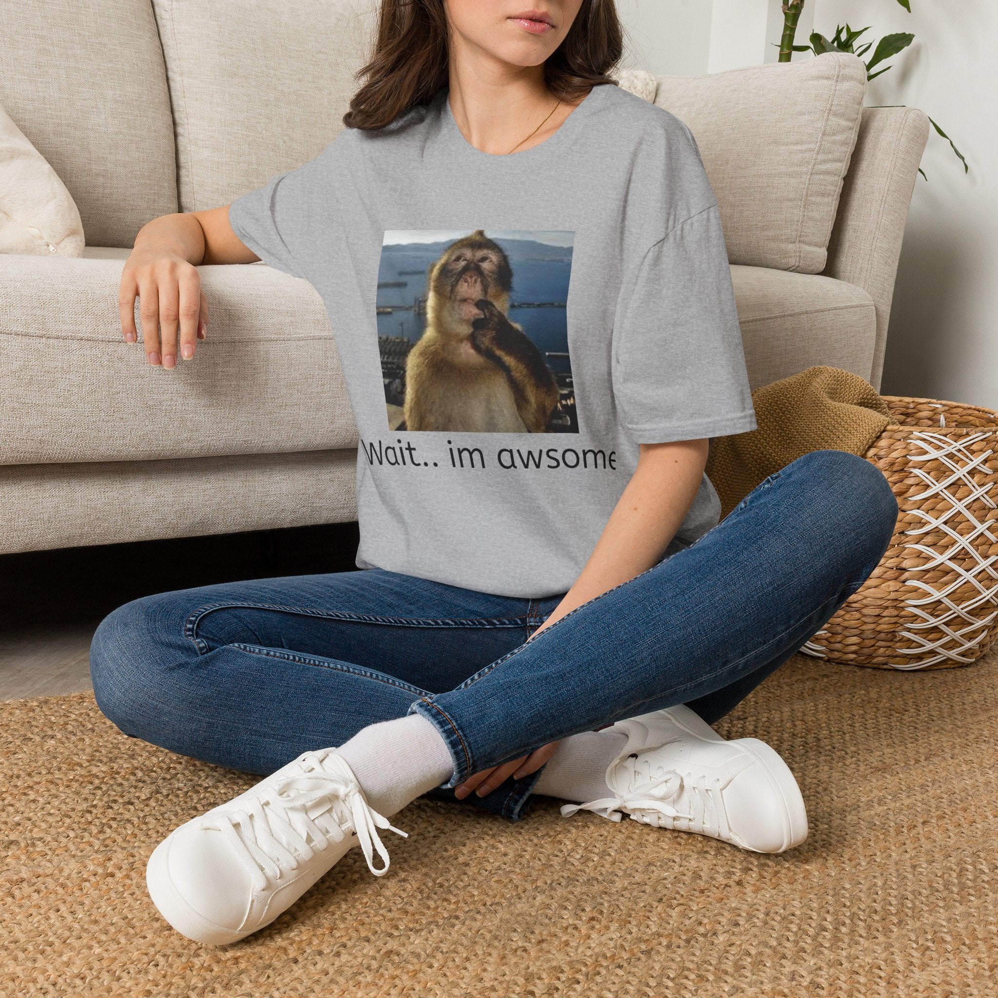Monkey Meme T-Shirt — "Wait... im awsome" Funny Graphic Tee