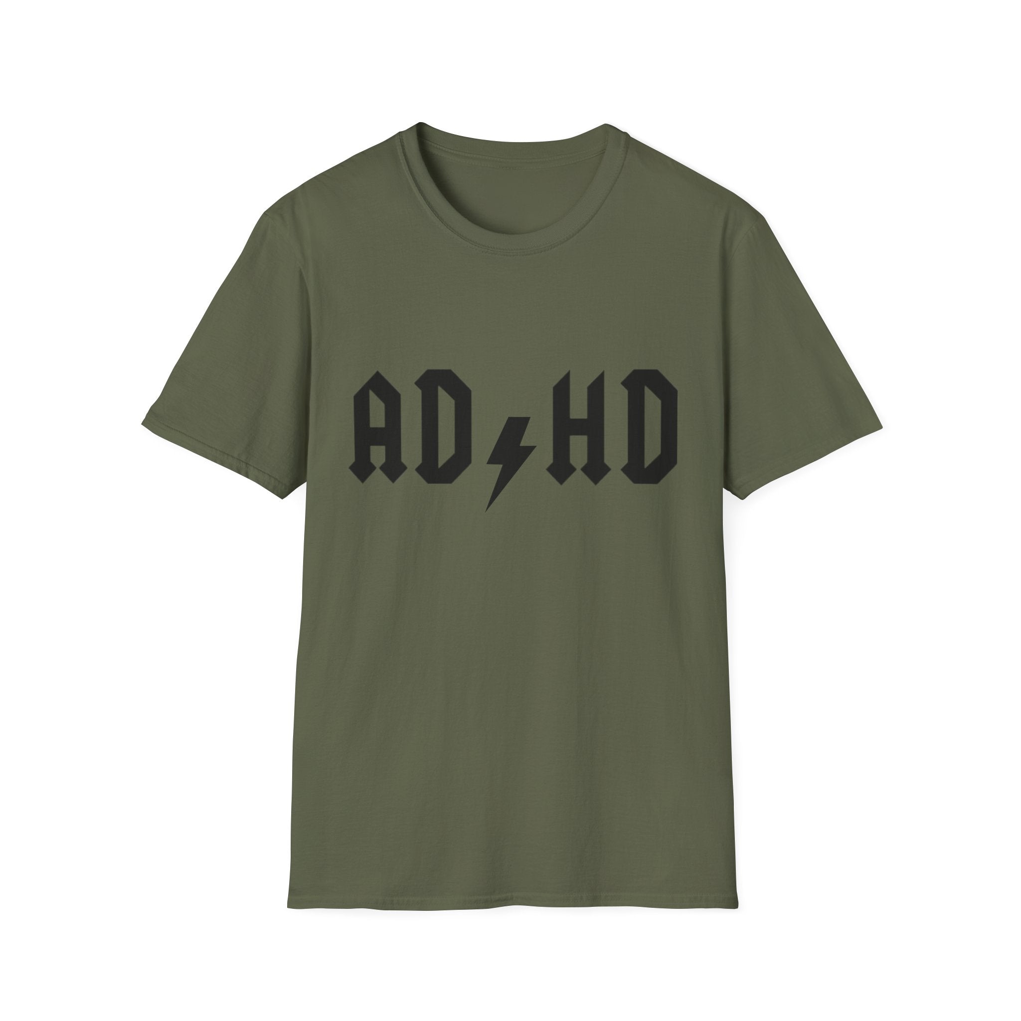ADHD Lightning Bolt T-Shirt — Bold Rock Logo Tee for Neurodivergent Pride