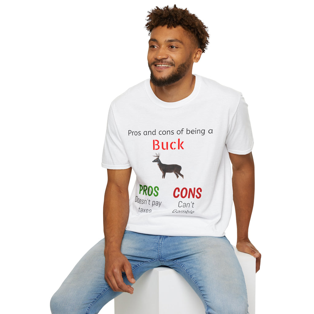 Pros and Cons of Being a Buck T-Shirt — Funny Deer Hunting Tee