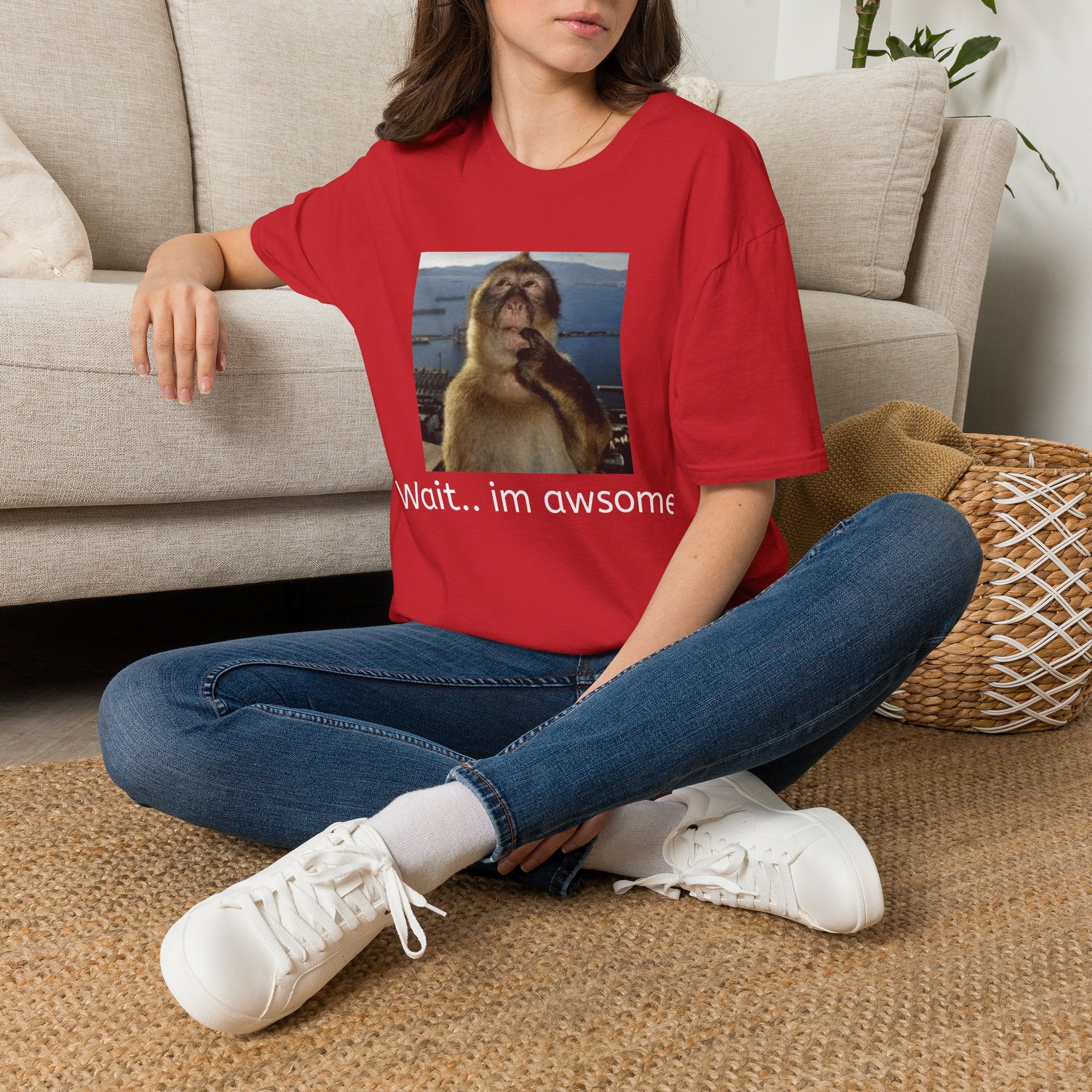 Monkey Meme T-Shirt — "Wait... im awsome" Funny Graphic Tee