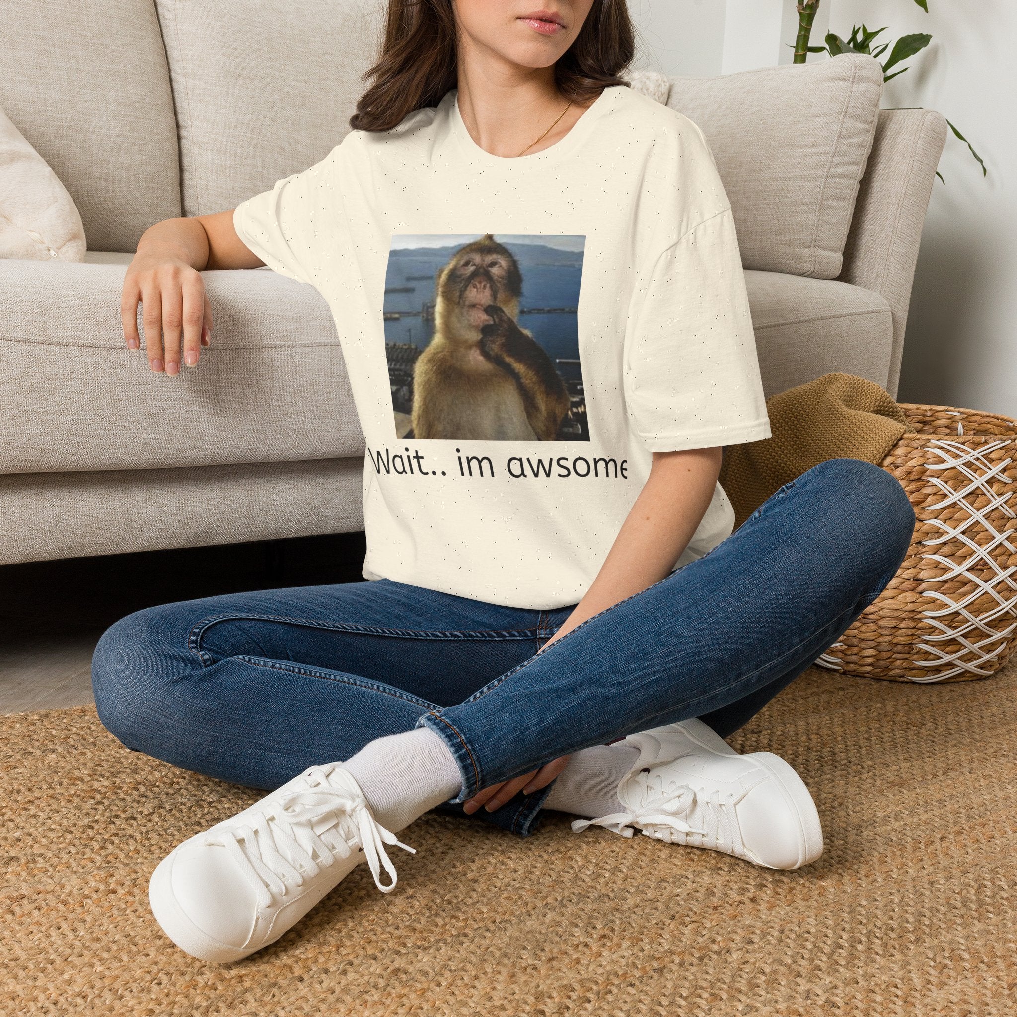 Monkey Meme T-Shirt — "Wait... im awsome" Funny Graphic Tee