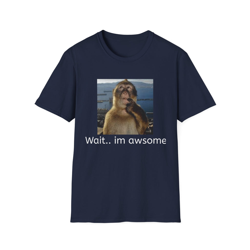 Monkey Meme T-Shirt — "Wait... im awsome" Funny Graphic Tee