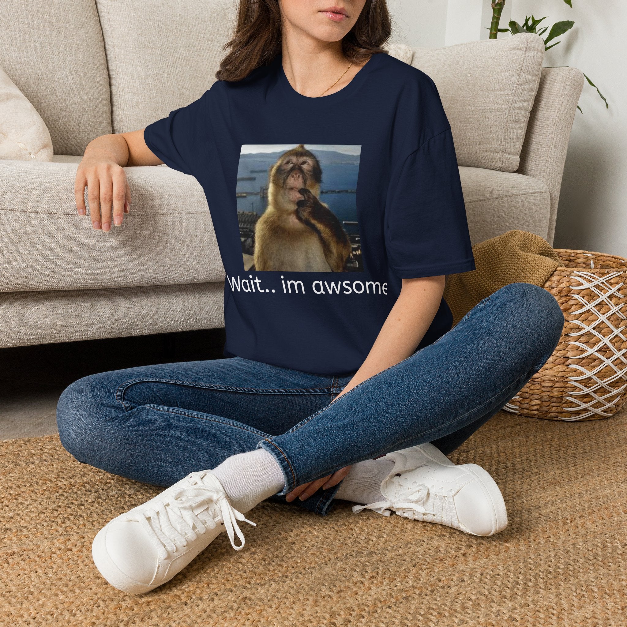 Monkey Meme T-Shirt — "Wait... im awsome" Funny Graphic Tee