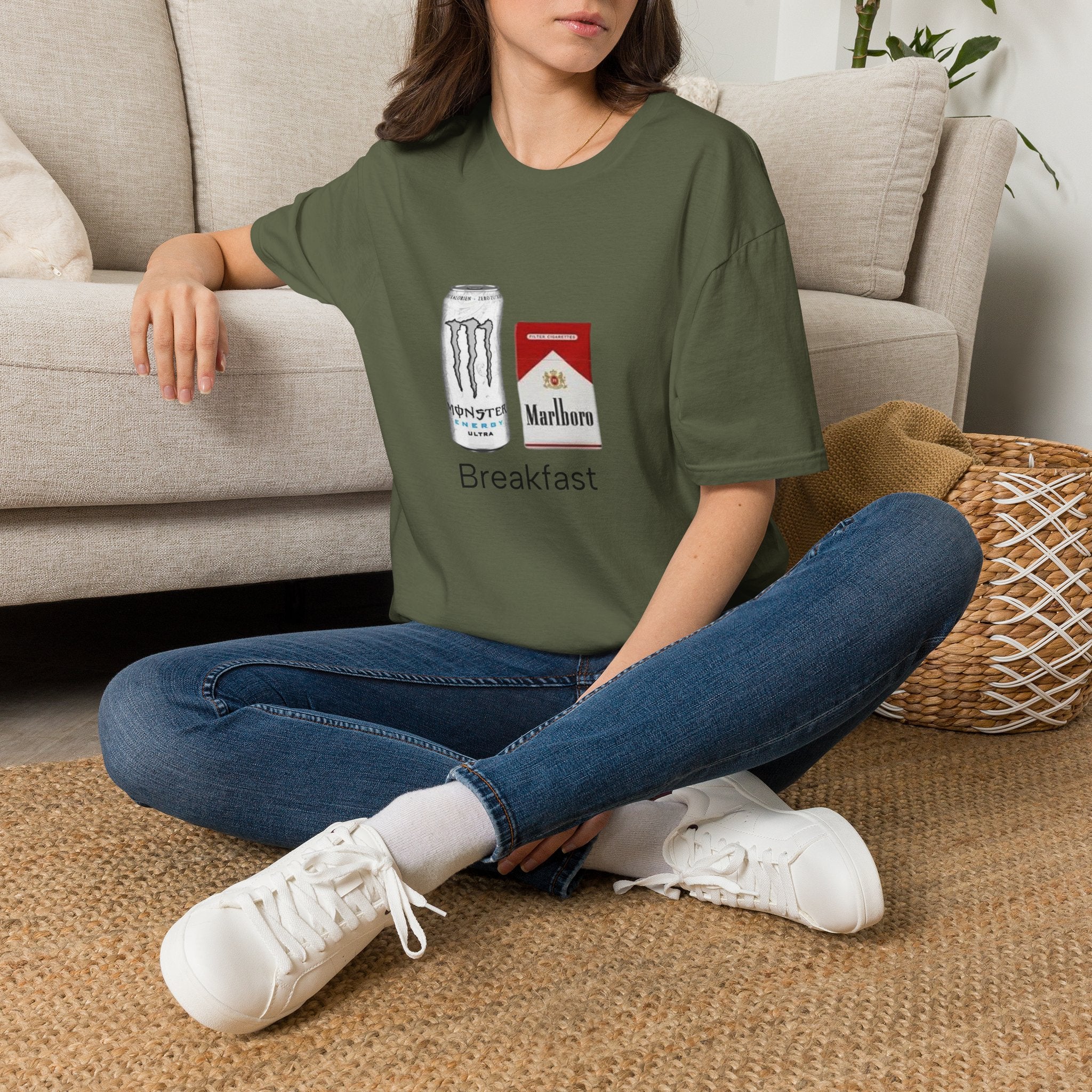 Breakfast T-Shirt — Energy Drink & Cigarettes Graphic Tee