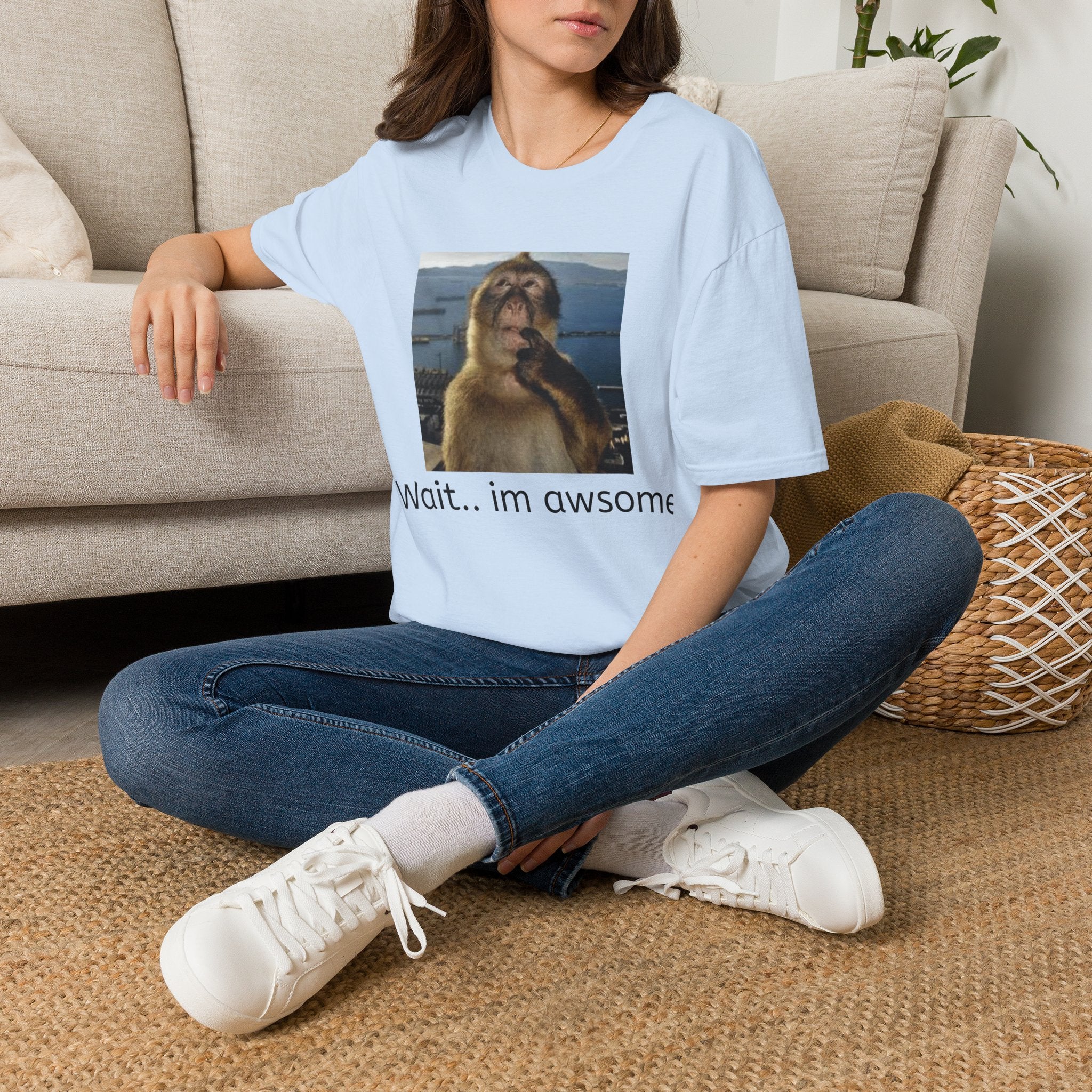 Monkey Meme T-Shirt — "Wait... im awsome" Funny Graphic Tee