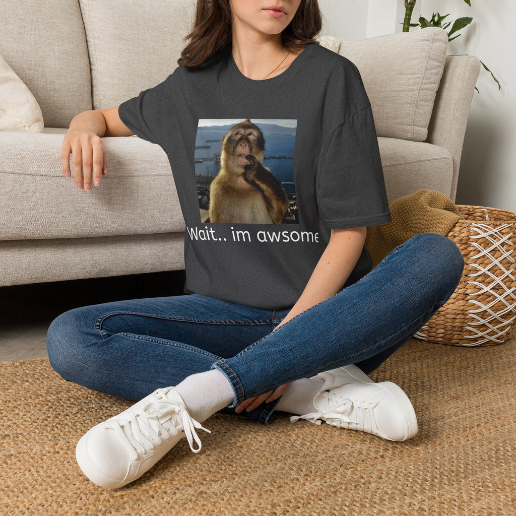 Monkey Meme T-Shirt — "Wait... im awsome" Funny Graphic Tee