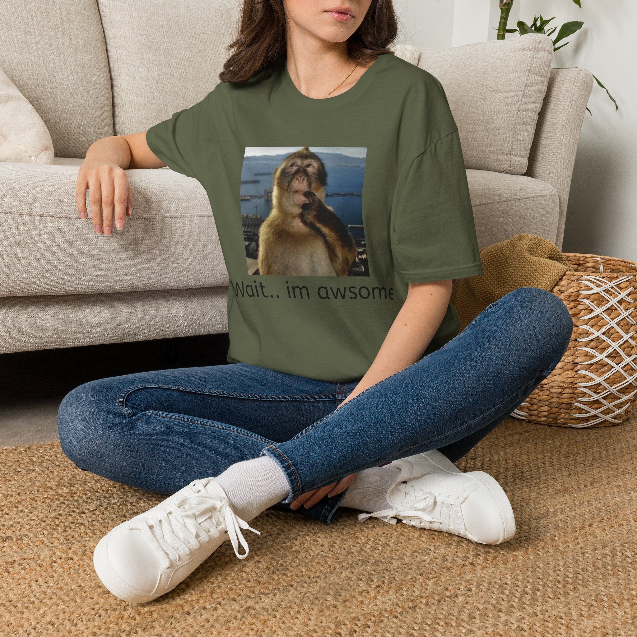 Monkey Meme T-Shirt — "Wait... im awsome" Funny Graphic Tee