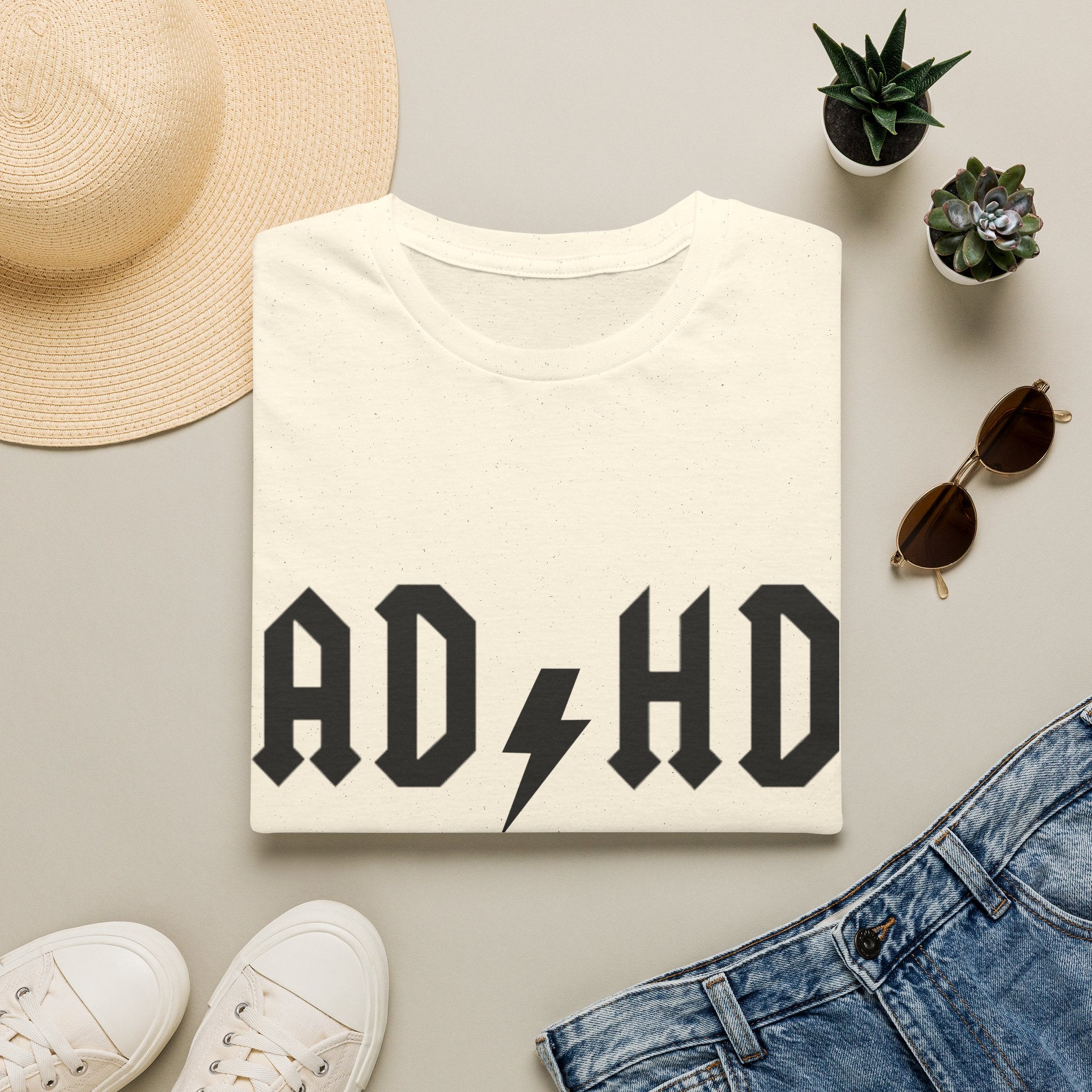 ADHD Lightning Bolt T-Shirt — Bold Rock Logo Tee for Neurodivergent Pride