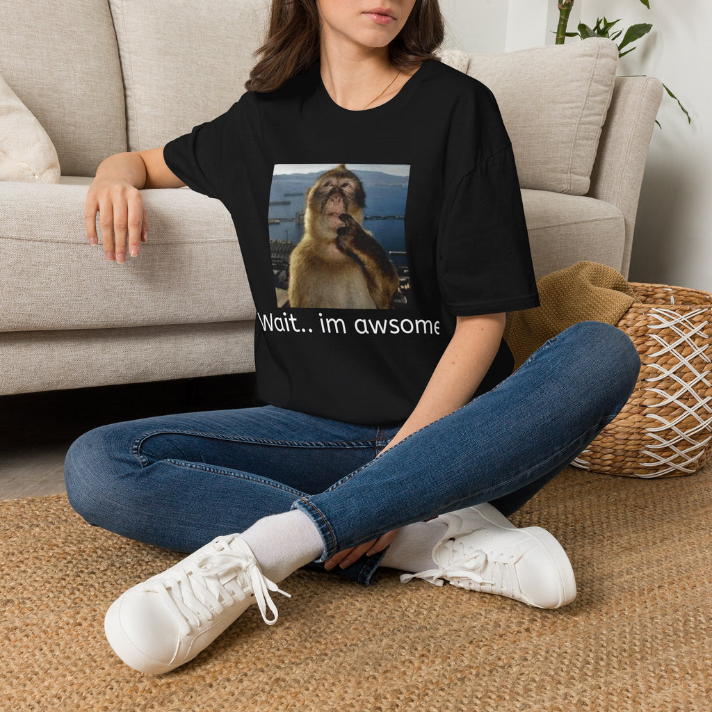 Monkey Meme T-Shirt — "Wait... im awsome" Funny Graphic Tee